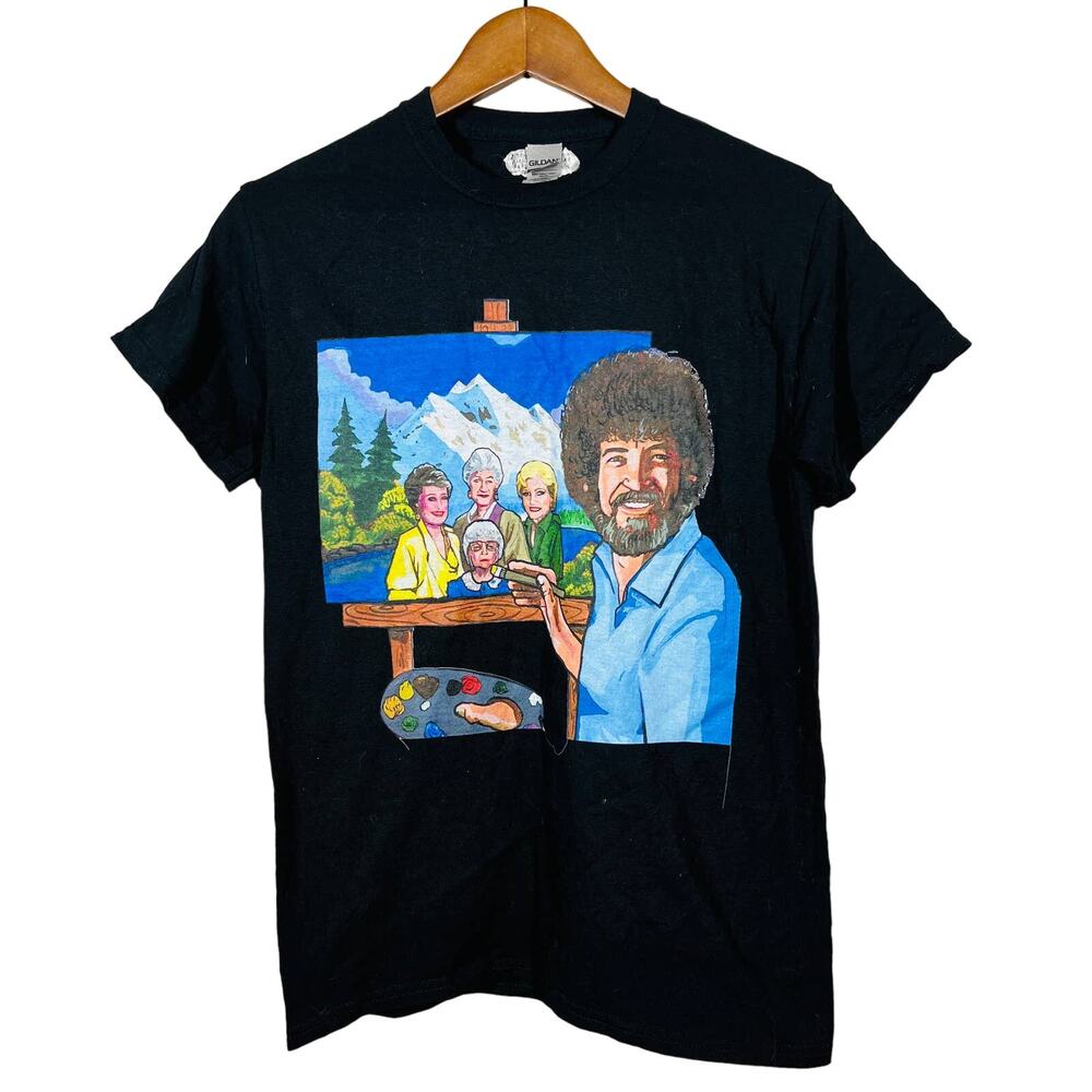 Gildan Tag Golden Girls x Bob Ross Graphic Tee T Shirt Short Sleeve Black - S
